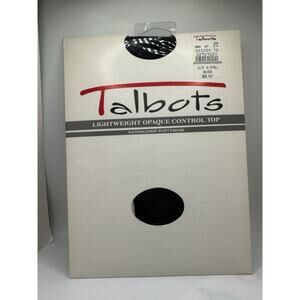 Vtg Talbots Black Lightweight Opaque Control Top Sandalfoot Pantyhose Sz A Small